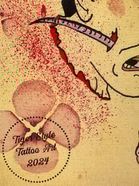 Image 4 of Textured Linen Print Severed Geisha Head &amp; Rat 8.5x11