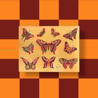 Image 3 of Fine Art Giclée Print American Traditional Butterfly Flash Sheet Sailor Jerry Inspired 12x18