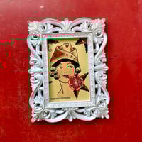 Image 3 of Framed American Traditional Tattoo Flash, Bert Grimm Military Pinup Girl Head Hand Painted