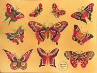 Image 5 of Fine Art Giclée Print American Traditional Butterfly Flash Sheet Sailor Jerry Inspired 12x18