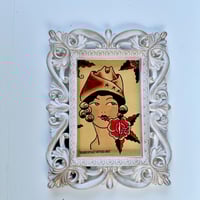 Image 5 of Framed American Traditional Tattoo Flash, Bert Grimm Military Pinup Girl Head Hand Painted