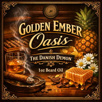Golden Ember Oasis (Honeyed humidor with tropical glow)
