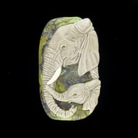 Image 1 of XXXL. Mom & Baby African Elephant - Flamework Glass Sculpture Bead