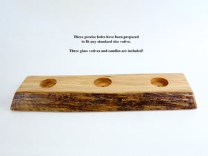 Image of Ash Wood Votive Candle Holder, Live Edge Wood, Rustic Home Decor, Table Centerpiece
