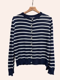 Soft Marine Stripe Cotton Cardigan — by Nais