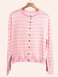 Soft Pink Stripe Cotton Cardigan — by Nais