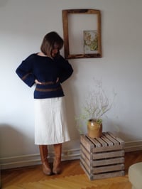 Image 1 of hand-knitted wool SWEATER // with stripes, long sleeves, pure natural wool