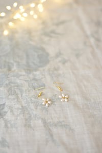 Image 2 of Fresh Water Pearl Daisy Earrings