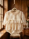 The Olivia | Ivory Floral Lace Heirloom Romper
