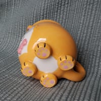 Image 2 of Heart-faced, Orange, Pink Bow, Silly Kitty Mug