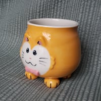 Image 1 of Heart-faced, Orange, Pink Bow, Silly Kitty Mug