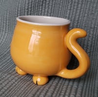 Image 4 of Heart-faced, Orange, Pink Bow, Silly Kitty Mug