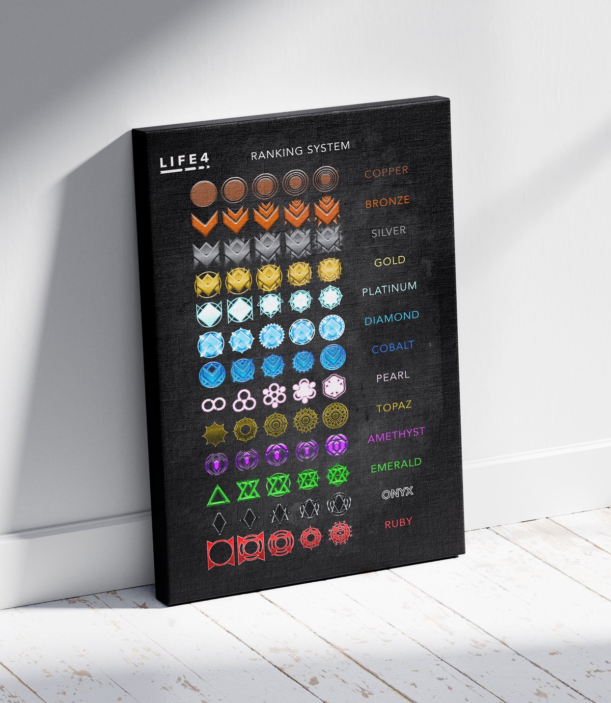 Image of LIFE4 Rank Collage Laminated Canvas w/ Wooden Frame