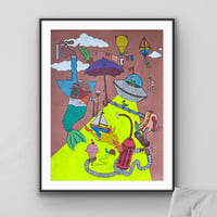 Image 1 of Laundry Day- 36 x 48" Paint & marker on paper