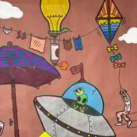 Image 4 of Laundry Day- 36 x 48" Paint & marker on paper