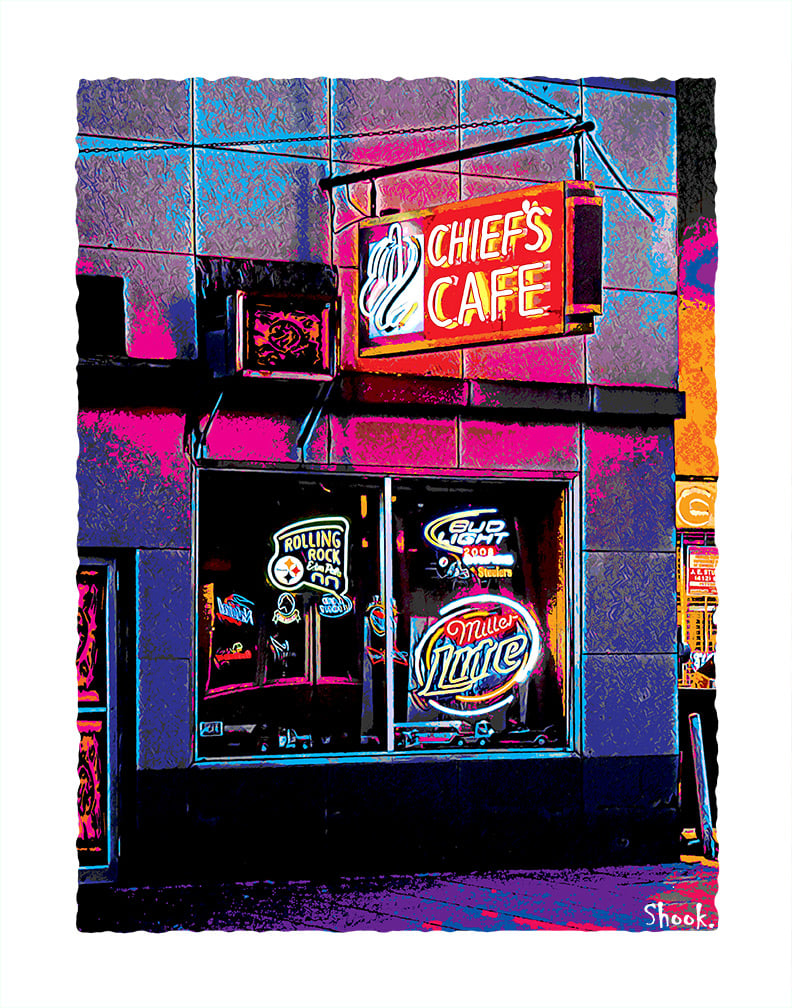 Chief's Cafe, Pittsburgh PA Art Print (Multi-size options) 