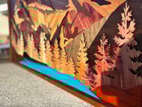 Image 2 of Three Sisters Canmore original wooden art-Handmade Canadian Rockies Decor-Art for mountain souls