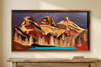Image 1 of Three Sisters Canmore original wooden art-Handmade Canadian Rockies Decor-Art for mountain souls