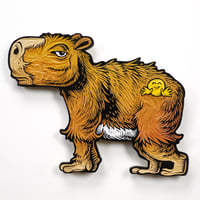 "Happy" Capybara Original Woodcut