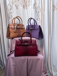 Image 1 of Regal Elegance Ostrich & Crocodile Embossed Handbag