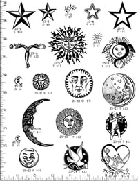 Image 1 of Sun/Moon/Stars Rubber Stamps P25
