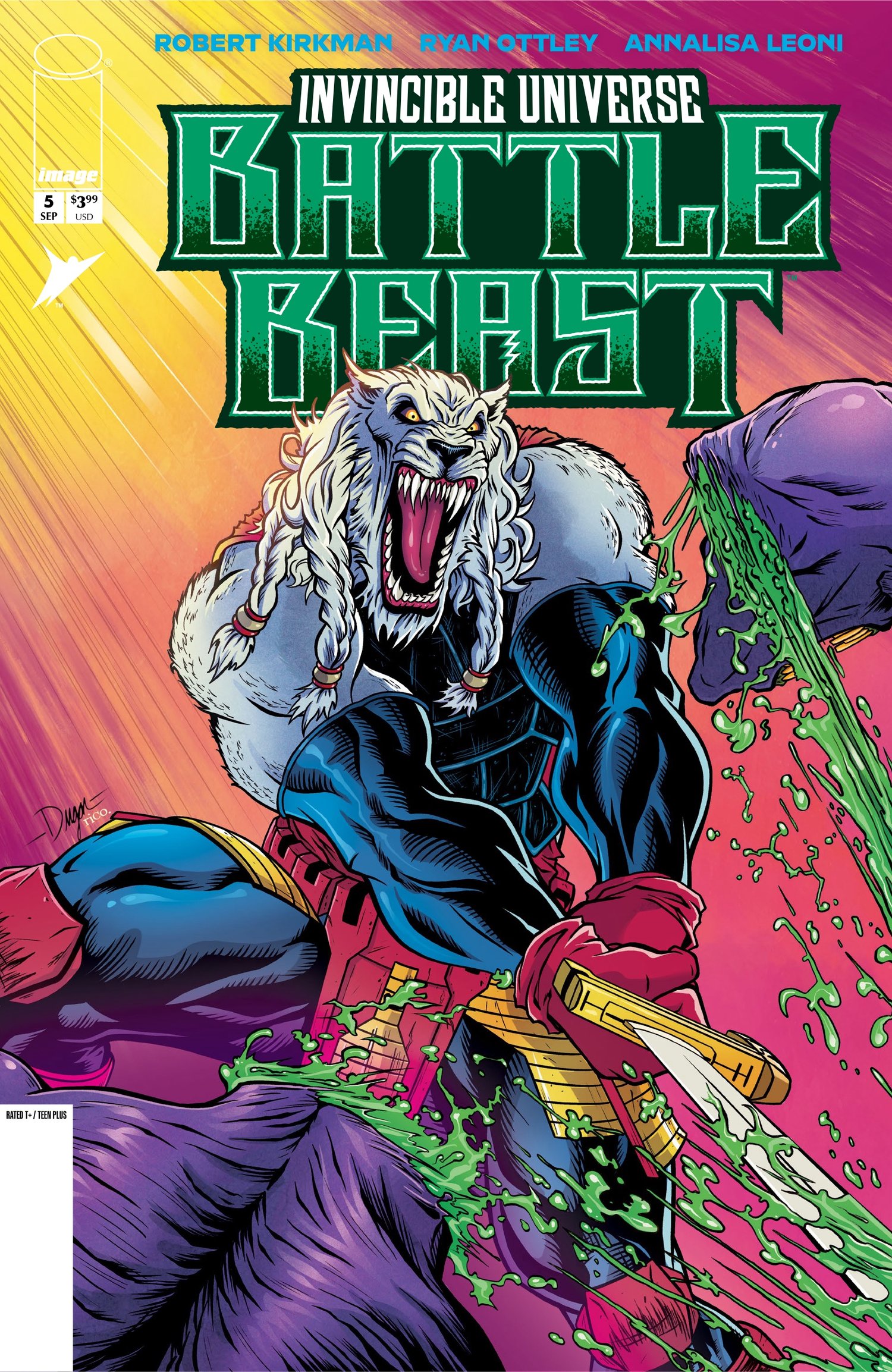 Image of Invincible Universe: Battle Beast #5 Exclusive Premium Cardstock Deegan Puchkors Variant Cover