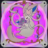 Image 1 of Pokemon Sylveon with Golden Frame Custom 3D Printed Artisan Gaming Computer Fan Grill
