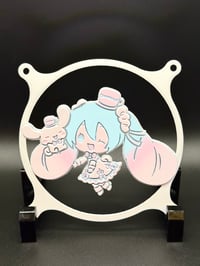 Image 2 of Hatsune Miku x Sanrio Cinnamoroll Custom 3D Printed Artisan Gaming Computer Fan Grill - Pastel Ed...