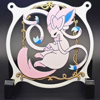 Image 2 of Pokemon Sylveon with Golden Frame Custom 3D Printed Artisan Gaming Computer Fan Grill