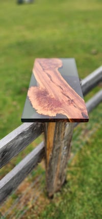 Image 13 of Brown Mallee Burl charcuterie board with smoke black resin -150