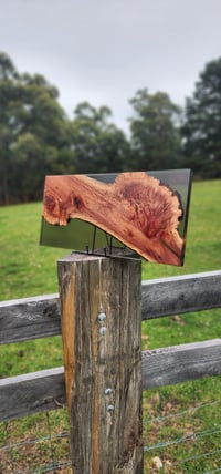 Image 2 of Brown Mallee Burl charcuterie board with smoke black resin -150