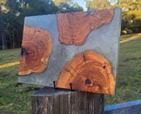 Image 1 of Olive Wood Cookie Resin Serving Board – Translucent Pearl Grey-160