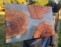 Image 2 of Olive Wood Cookie Resin Serving Board – Translucent Pearl Grey-160