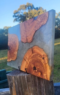 Image 3 of Olive Wood Cookie Resin Serving Board – Translucent Pearl Grey-160