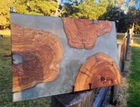 Image 4 of Olive Wood Cookie Resin Serving Board – Translucent Pearl Grey-160