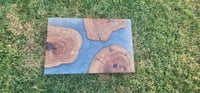 Image 6 of Olive Wood Cookie Resin Serving Board – Translucent Pearl Grey-160