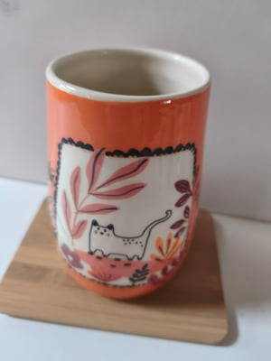 Image of  Vase fleuri chat