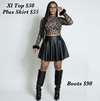 Leopard Top Leather Skirt