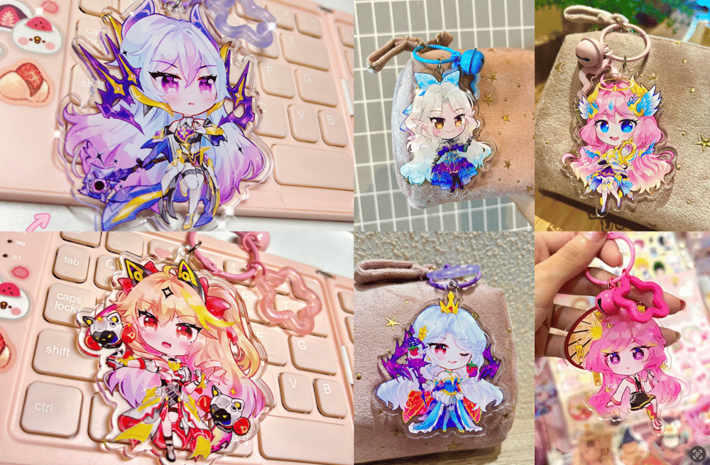 Image of Vexana Kagura Floryn Selena Guinevere Keychain and sticker