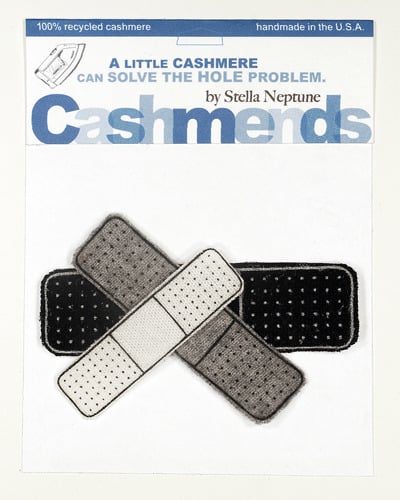 Image of Iron-on Cashmere Band-Aids - Black/Gray/Cream