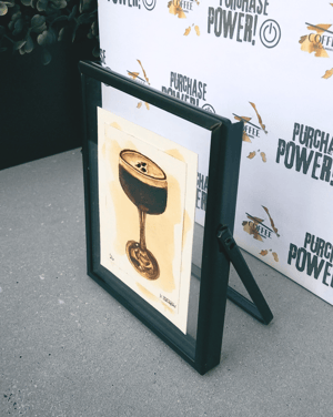 Image of "Purchase Power" (Black Acylic Framed Art)| "mini" Espresso Martini Portrait