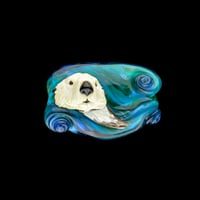 Image 1 of XXL. Curious Wave-Surfing Pacific Sea Otter - Flamework Glass Sculpture