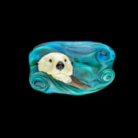 Image 1 of XXL. Wave Surfing Pacific Sea Otter #3 - Flamework Glass Sculpture Bead