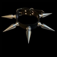 Basic wide strapped goth punk jumbo spiked leather collar