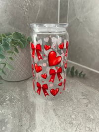 Red Bows and Hearts 16oz acrylic tumbler