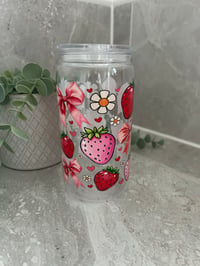 Strawberries and Bows 16oz acrylic tumbler 