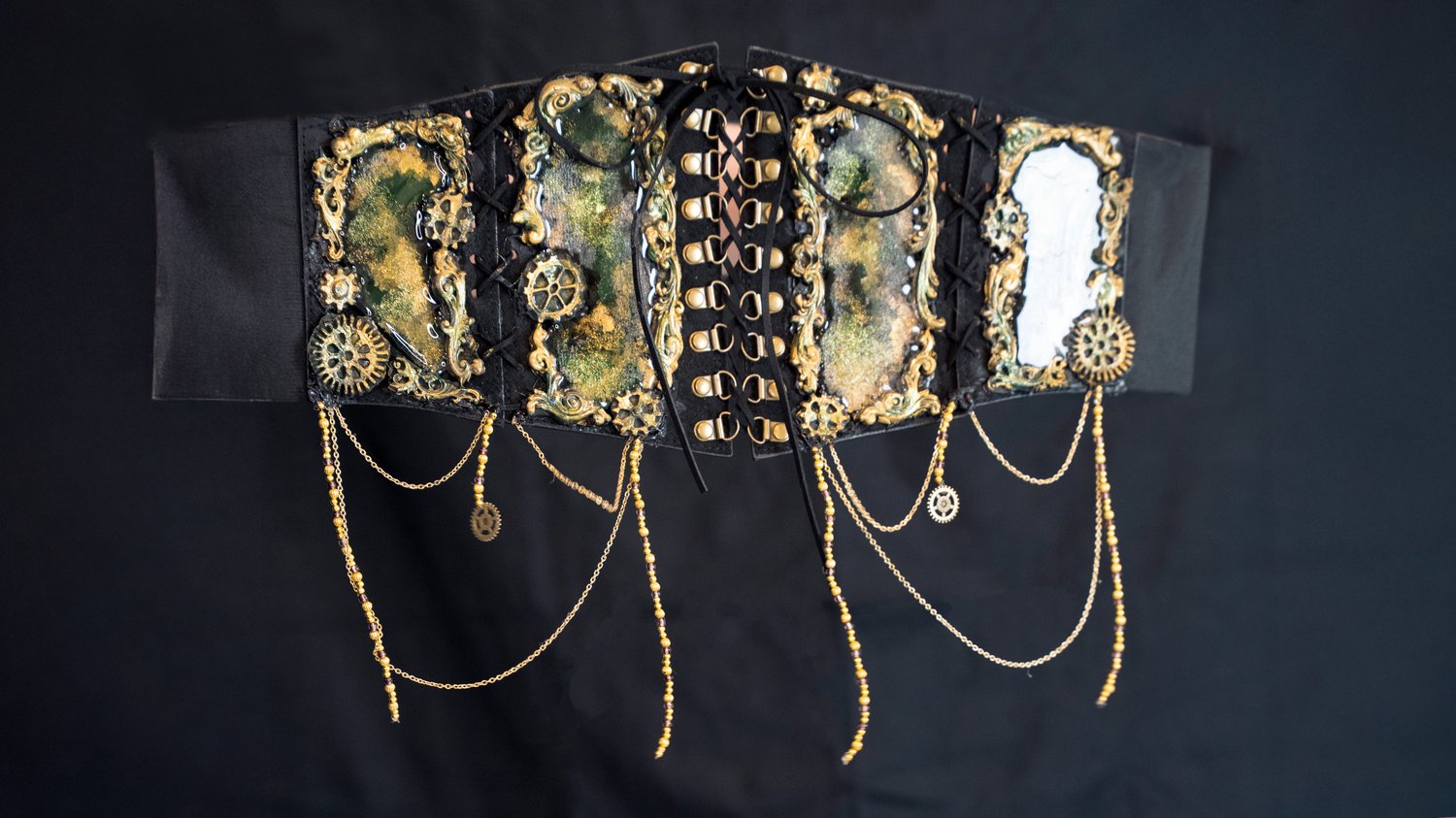 Image of Hand Painted Steampunk Commission Corset Belt -Small-