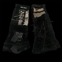 Image 1 of Crust sludge green stitched bandage patched apocalypse punk leg warmer boot covers