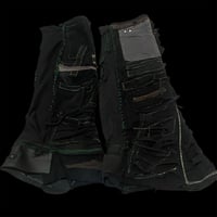 Image 2 of Crust sludge green stitched bandage patched apocalypse punk leg warmer boot covers