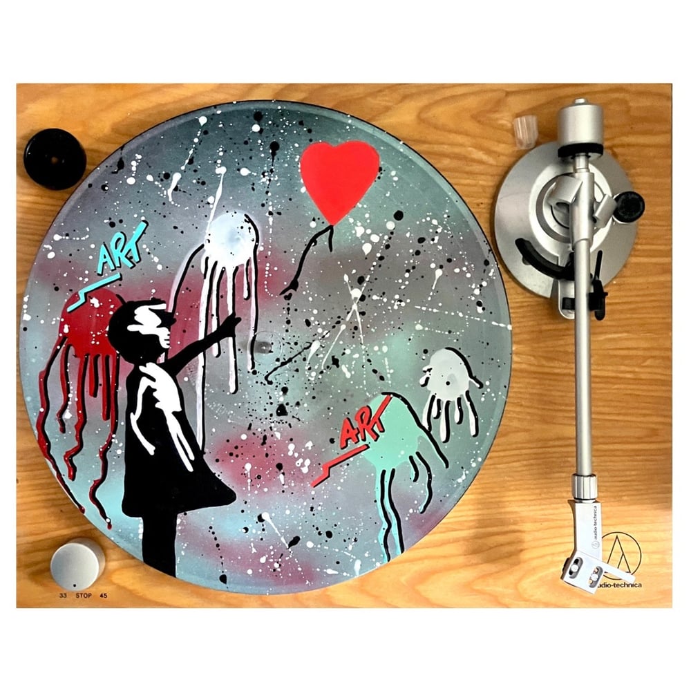 Image of Vinyle Banksy "Girl with Balloon" vert et rouge